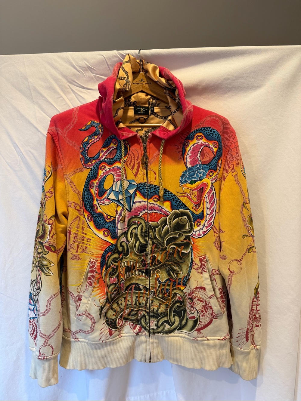 Christian Audigier Y2K Zip Up Hoodie Size Large